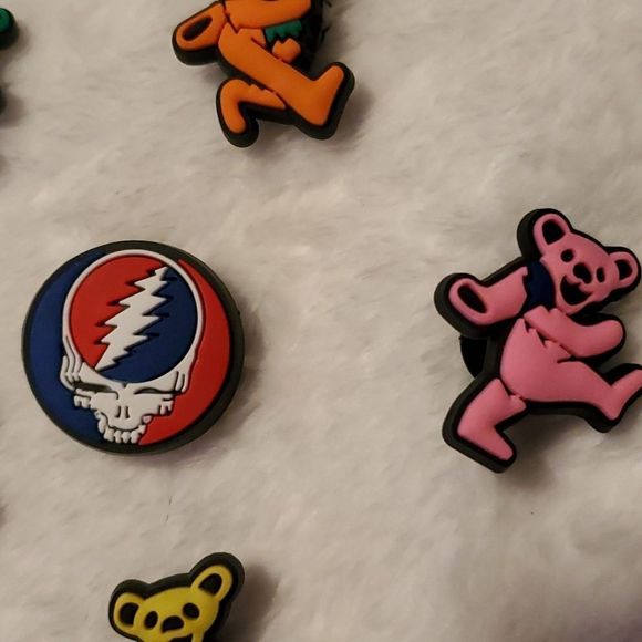 6 Grateful Dead Steal Your Face Dancing Bears Crocs Jibbitz Shoe Charms - Picture 4 of 7